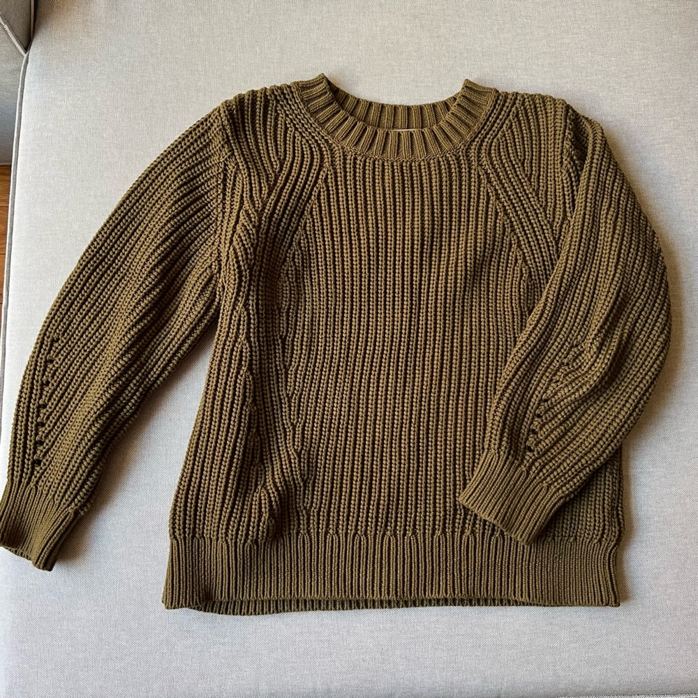 Everlane Olive Green Chunky Sweater